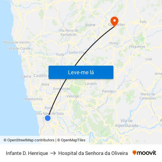 Infante D. Henrique to Hospital da Senhora da Oliveira map