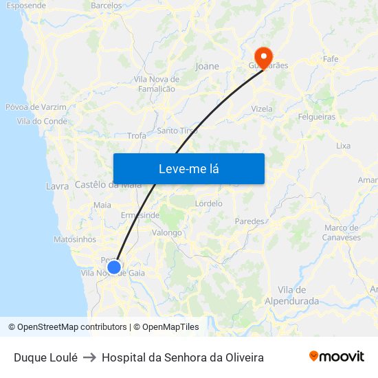 Duque Loulé to Hospital da Senhora da Oliveira map
