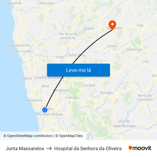 Junta Massarelos to Hospital da Senhora da Oliveira map