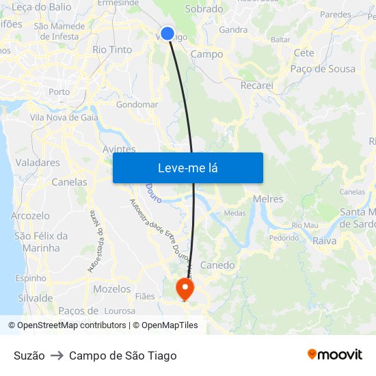 Suzão to Campo de São Tiago map