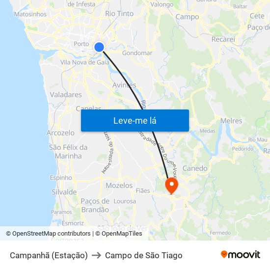 Campanhã (Estação) to Campo de São Tiago map