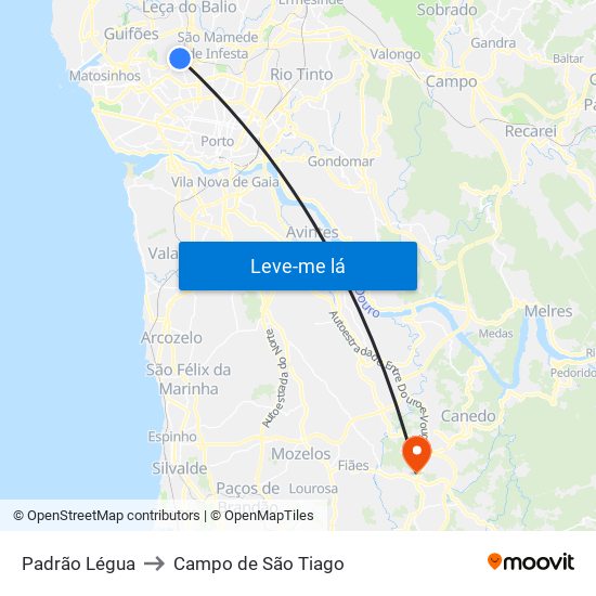 Padrão Légua to Campo de São Tiago map