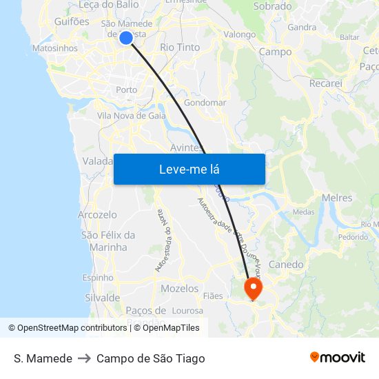 S. Mamede to Campo de São Tiago map