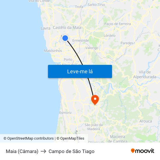 Maia (Câmara) to Campo de São Tiago map