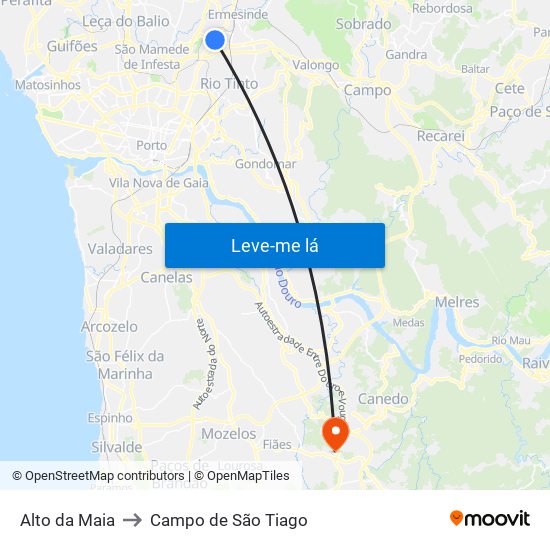 Alto da Maia to Campo de São Tiago map