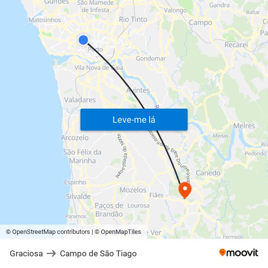 Graciosa to Campo de São Tiago map