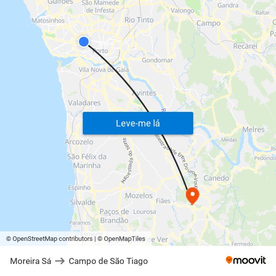 Moreira Sá to Campo de São Tiago map