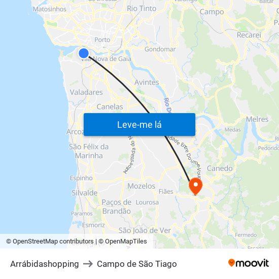 Arrábidashopping to Campo de São Tiago map