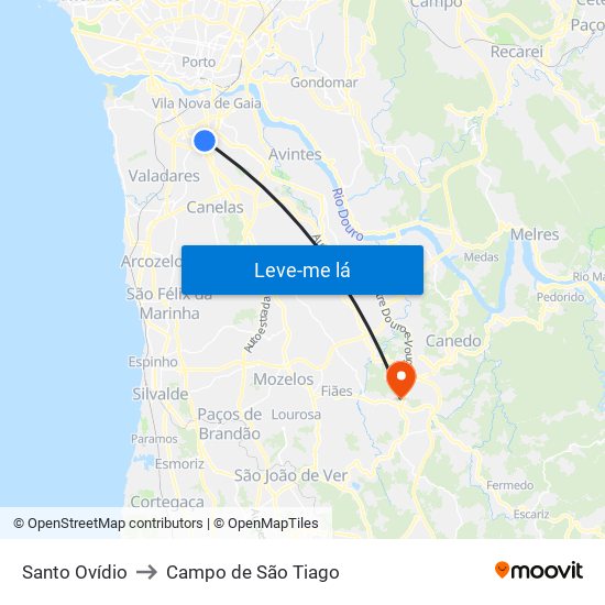 Santo Ovídio to Campo de São Tiago map