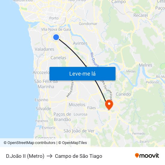 D.João II (Metro) to Campo de São Tiago map