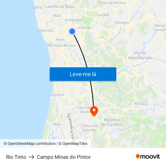 Rio Tinto to Campo Minas do Pintor map