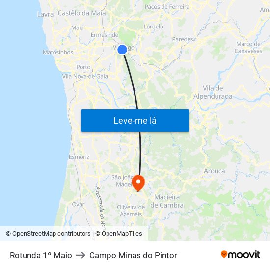 Rotunda 1º Maio to Campo Minas do Pintor map
