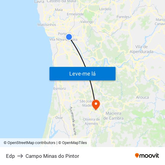 Edp to Campo Minas do Pintor map