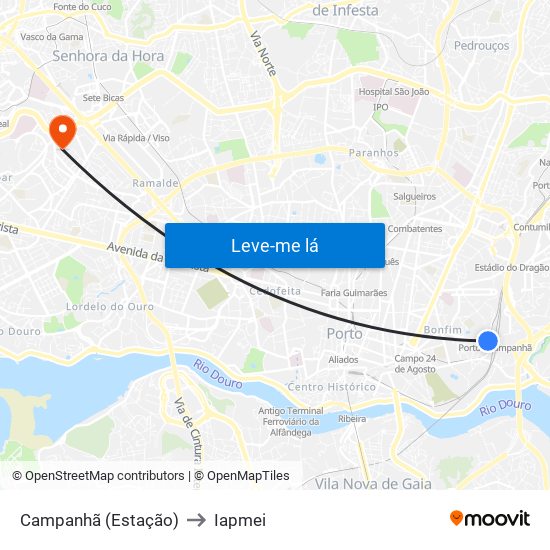 Campanhã (Estação) to Iapmei map