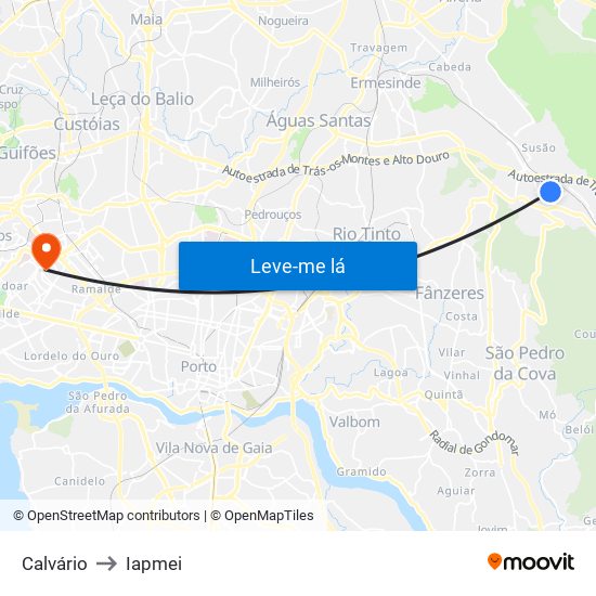 Calvário to Iapmei map