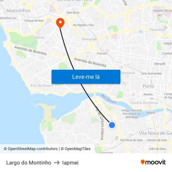 Largo do Montinho to Iapmei map