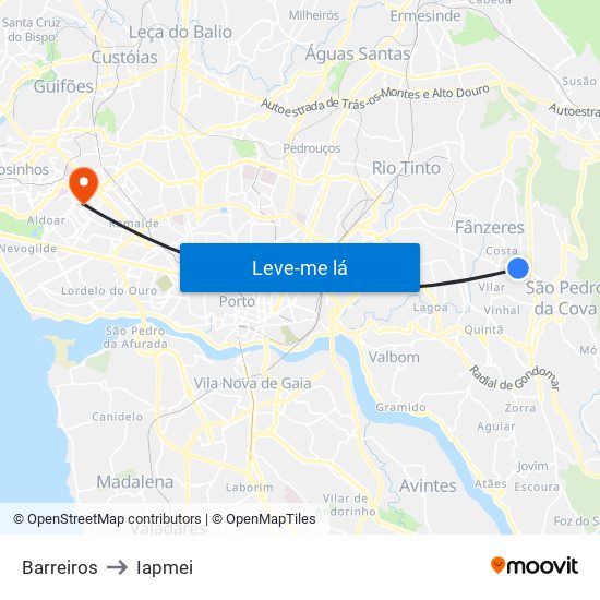 Barreiros to Iapmei map