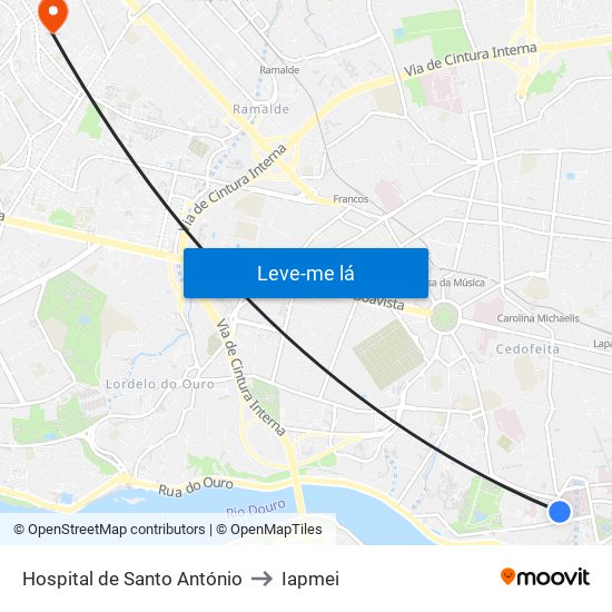 Hospital de Santo António to Iapmei map