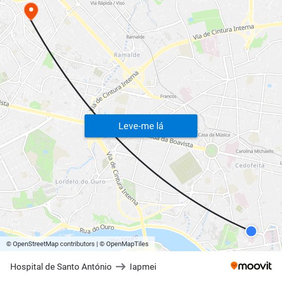 Hospital de Santo António to Iapmei map