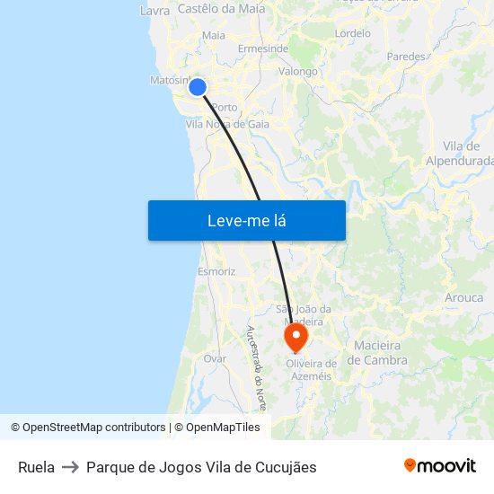 Ruela to Parque de Jogos Vila de Cucujães map