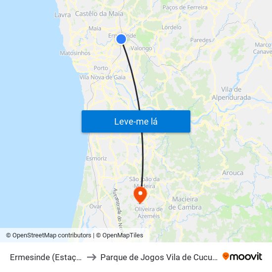 Ermesinde (Estação) to Parque de Jogos Vila de Cucujães map