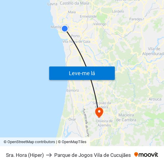 Sra. Hora (Hiper) to Parque de Jogos Vila de Cucujães map