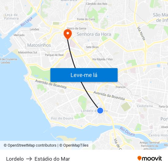 Lordelo to Estádio do Mar map
