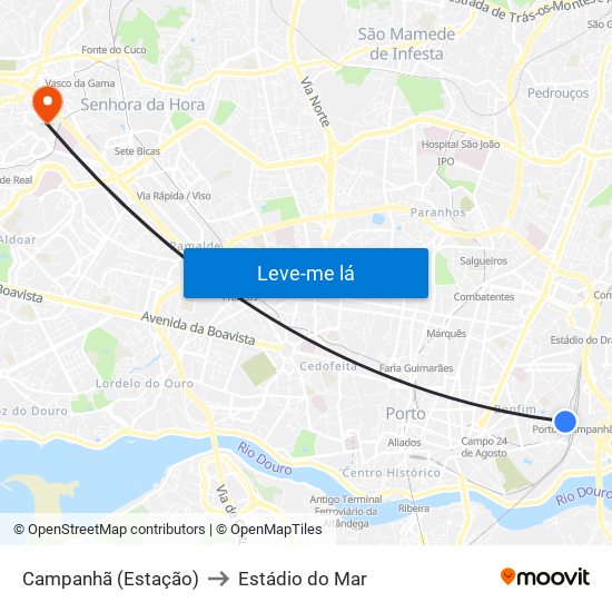 Campanhã (Estação) to Estádio do Mar map