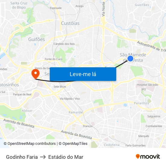 Godinho Faria to Estádio do Mar map