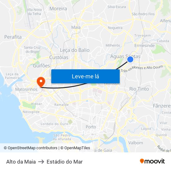 Alto da Maia to Estádio do Mar map