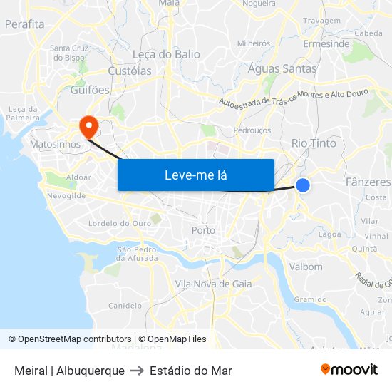 Meiral | Albuquerque to Estádio do Mar map