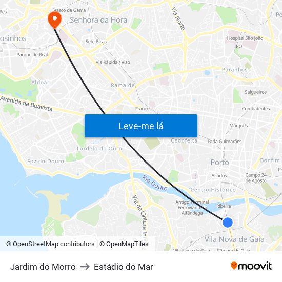 Jardim do Morro to Estádio do Mar map