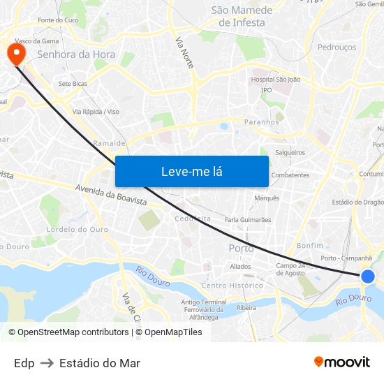 Edp to Estádio do Mar map