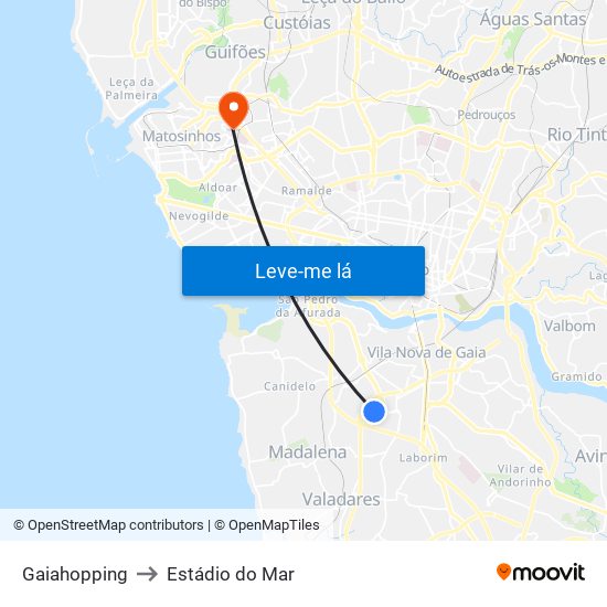 Gaiahopping to Estádio do Mar map