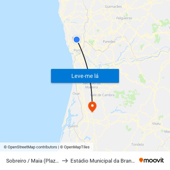 Sobreiro / Maia (Plaza) to Estádio Municipal da Branca map