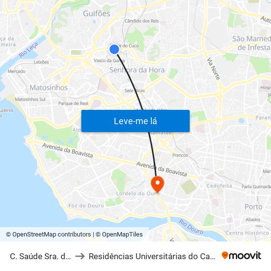 C. Saúde Sra. da Hora to Residências Universitárias do Campo Alegre I map