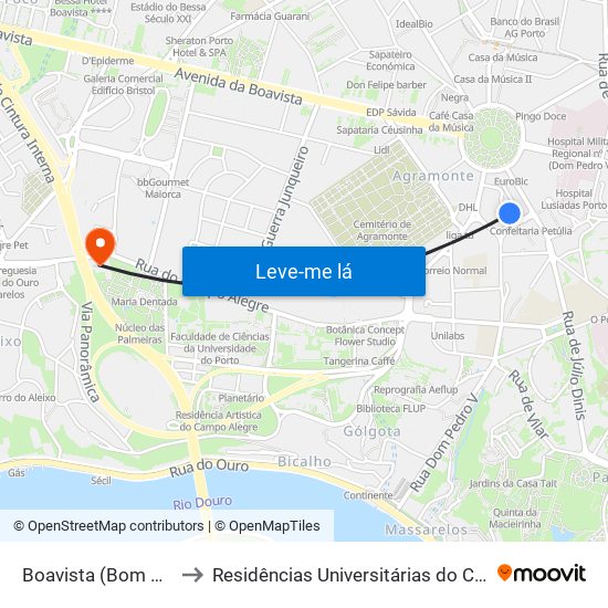 Boavista (Bom Sucesso) to Residências Universitárias do Campo Alegre I map