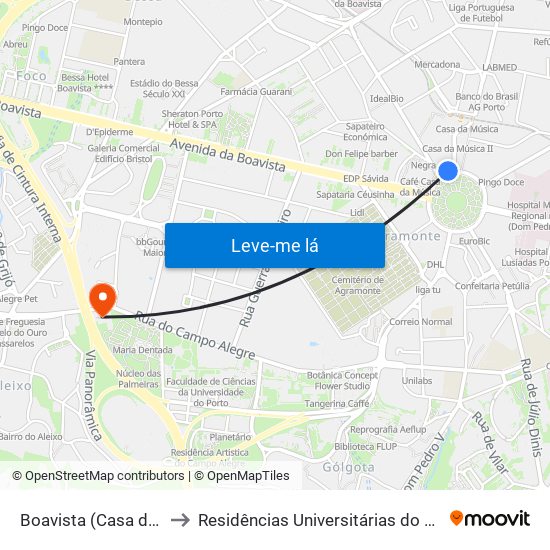 Boavista (Casa da Música) to Residências Universitárias do Campo Alegre I map