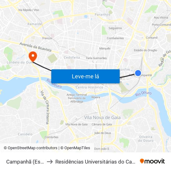 Campanhã (Estação) to Residências Universitárias do Campo Alegre I map