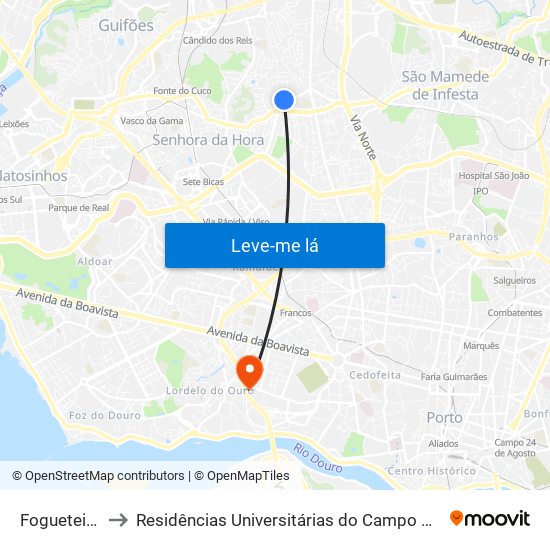 Fogueteiros to Residências Universitárias do Campo Alegre I map