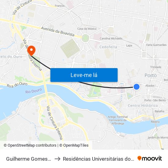 Guilherme Gomes Fernandes to Residências Universitárias do Campo Alegre I map