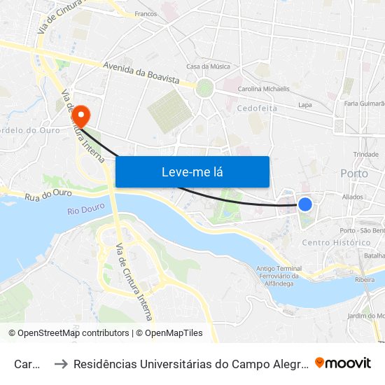 Carmo to Residências Universitárias do Campo Alegre I map