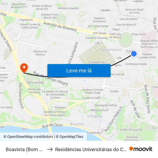 Boavista (Bom Sucesso) to Residências Universitárias do Campo Alegre I map