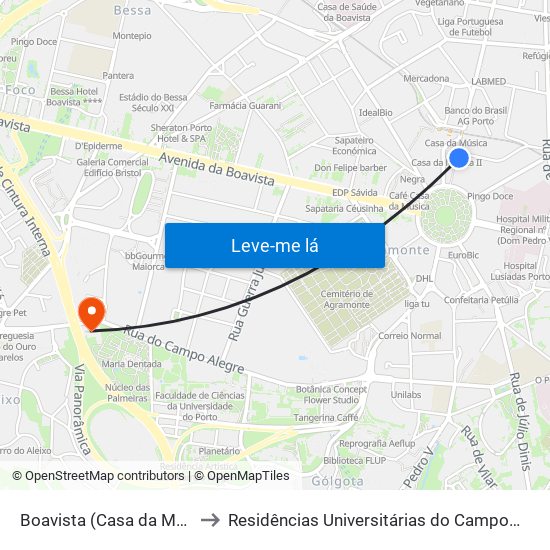 Boavista (Casa da Música) to Residências Universitárias do Campo Alegre I map