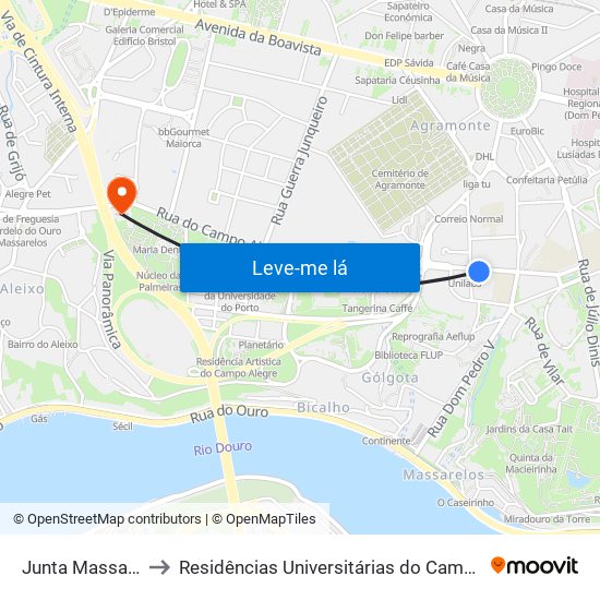 Junta Massarelos to Residências Universitárias do Campo Alegre I map