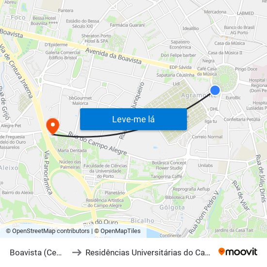 Boavista (Cemitério) to Residências Universitárias do Campo Alegre I map