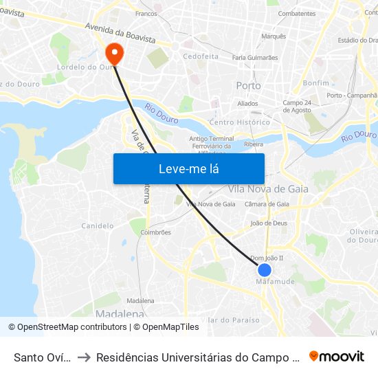 Santo Ovídio to Residências Universitárias do Campo Alegre I map