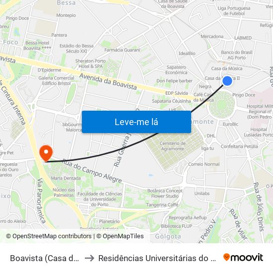 Boavista (Casa da Música) to Residências Universitárias do Campo Alegre I map