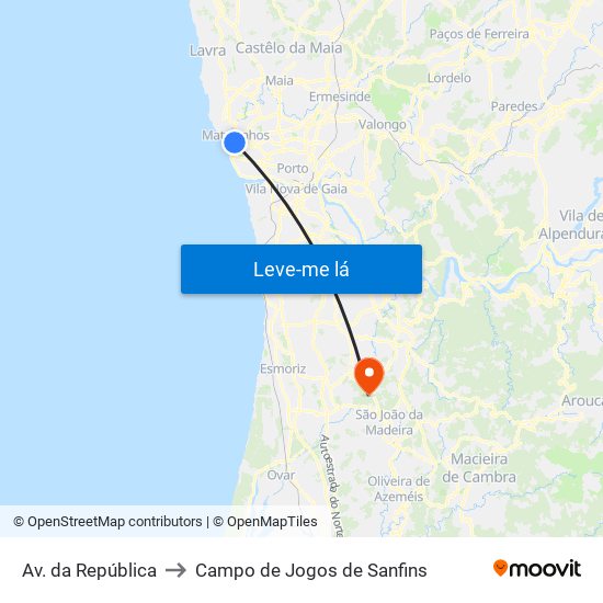 Av. da República to Campo de Jogos de Sanfins map