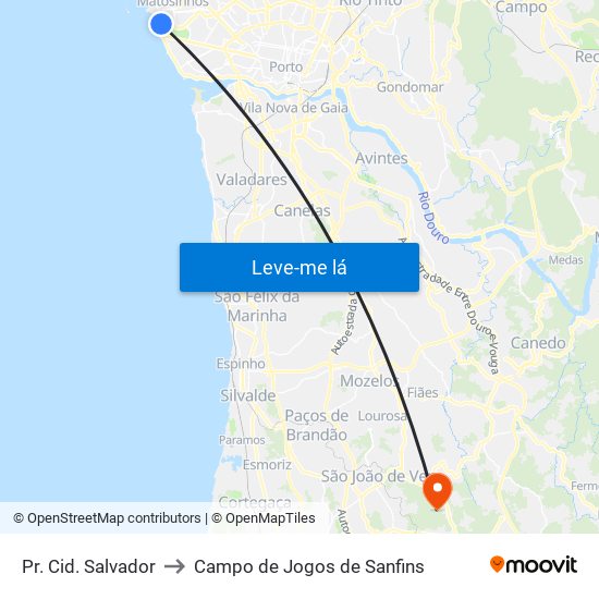 Pr. Cid. Salvador to Campo de Jogos de Sanfins map